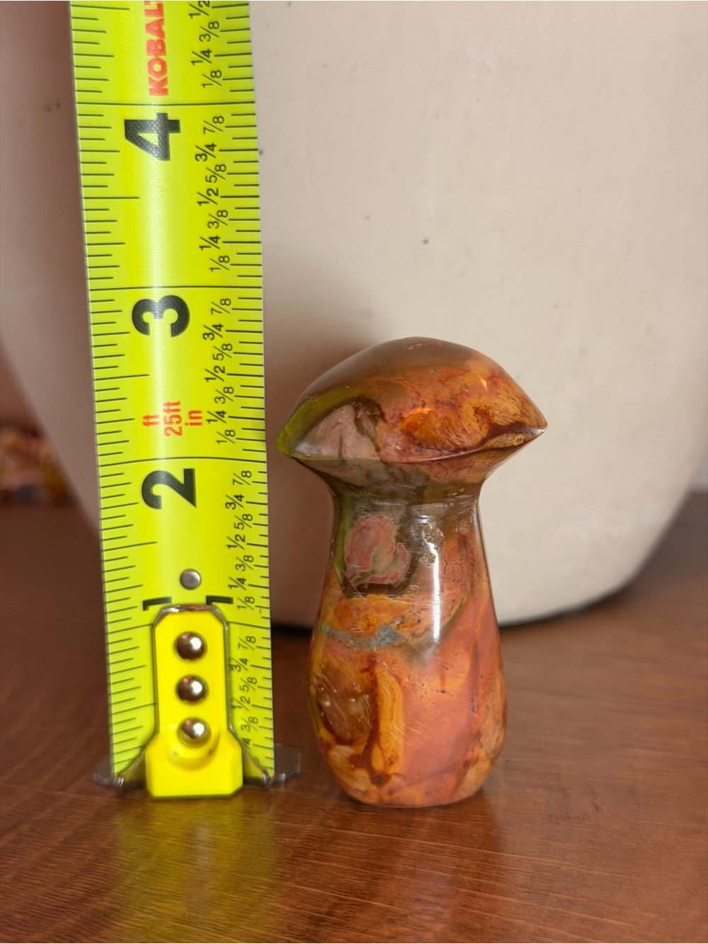 Polished Banded Agate Mushroom Sculpture - Brown and Orange - Picture 3 of 4